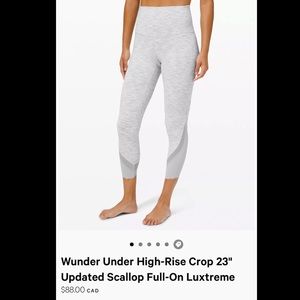 Lululemon Wunder under crop scallop 23’